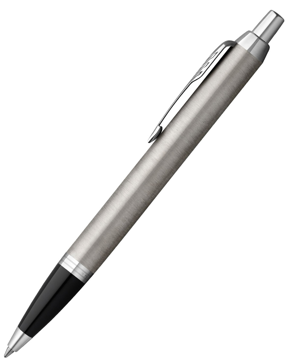 Ручка шариковая Parker IM Essential Stainless Steel CT, серебристая с черным