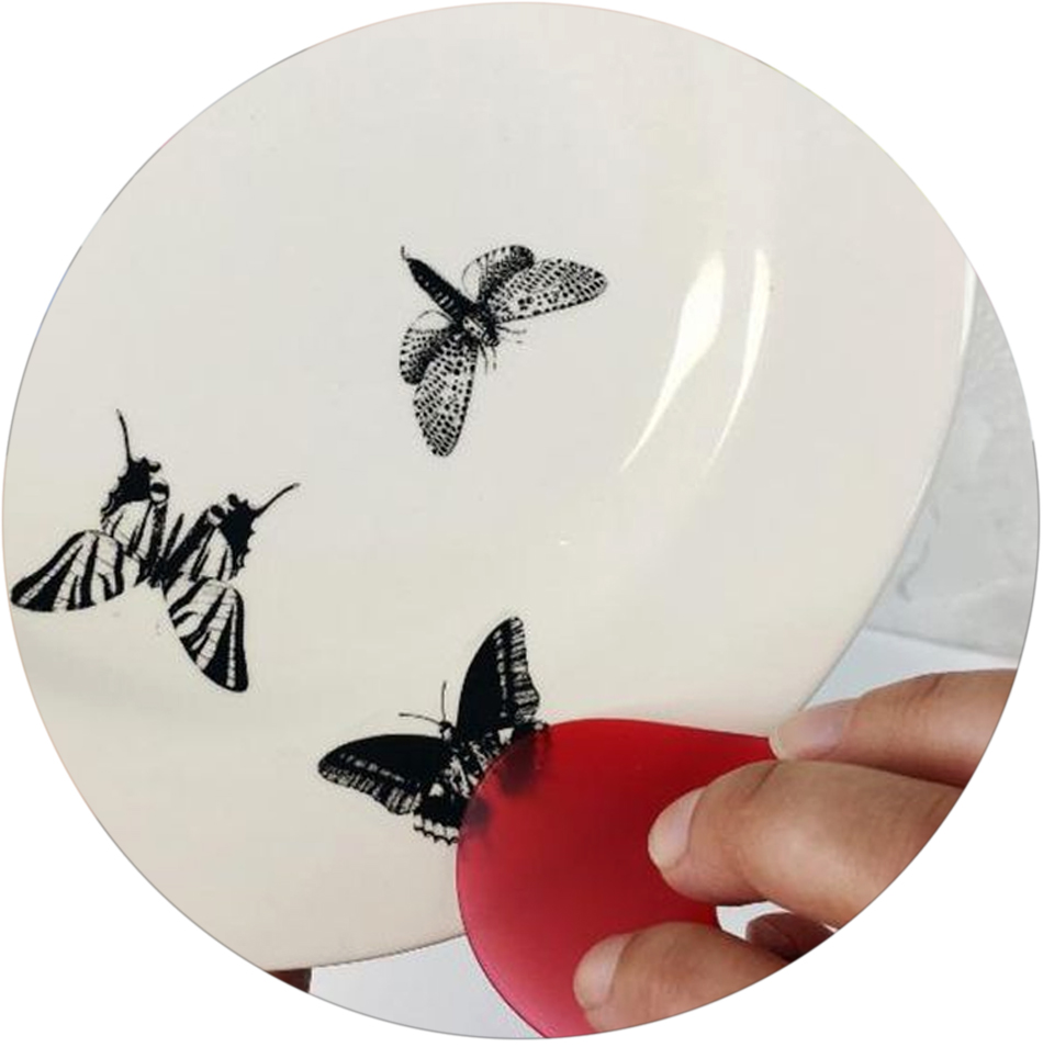 Горячая деколь на посуде